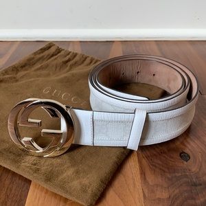 Gucci Men’s white GG coated canvas belt